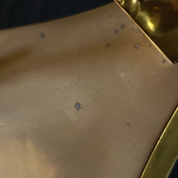 Vtg Brass Ram Head and Hoof Stand w/ Black & White Marble Sphere, Dark Academia - Picture 8 of 8